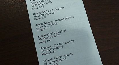PIC: Here’s what this Irish guy’s betting slip for a 7-million-to-one accumulator looks like