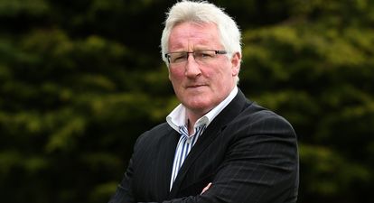 PIC: Birmingham City fans won’t know what to make of the banner Pat Spillane is holding at St. Andrew’s today
