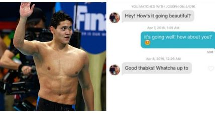 Girl matches with an Olympic gold medalist on Tinder and pretty much ignored his messages