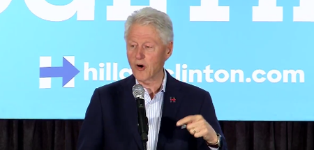 Bill Clinton responds to a heckler that called him a rapist at a campaign event