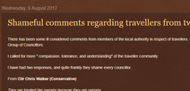 A former English mayor has made some nasty and unfair comments about travellers