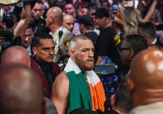 Images of McGregor’s team members were posted around UFC 223 with the words “Access Denied”