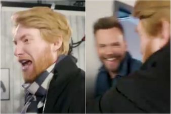 WATCH: Domhnall Gleeson loses the plot at Emmy Rossum when no-one can spell his name
