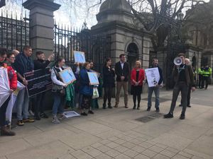 DCU students spent the day protesting rent increases outside the Dáil