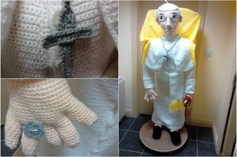 A full-sized crochet version of Pope Francis has been set up in Knock Airport