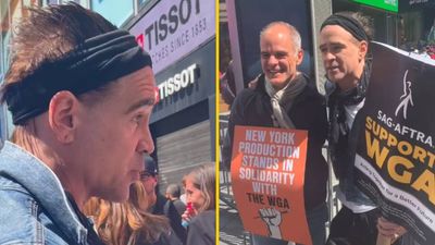 Colin Farrell shows up at picket line to support Hollywood writers strike