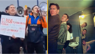 The Mary Wallopers lead chants to silence anti-immigration protest in Dundalk