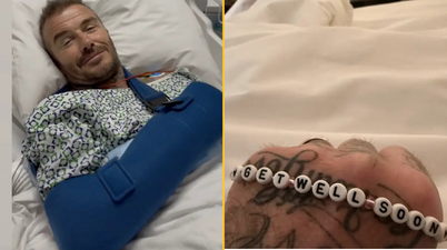 David Beckham pictured in hospital as wife Victoria issues update