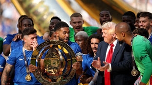 Donald Trump crashes Chelsea’s Club World Cup trophy lift 